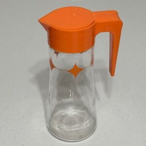 Vintage Anchor Hocking Retro Atomic Tang Orange Starburst‎ Glass Juice Pitcher